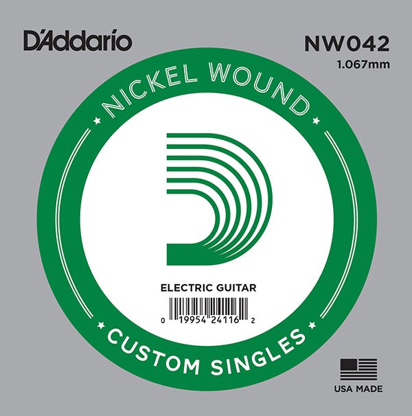 D'Addario NW042 Nickel Wound Electric Guitar Single String, .042